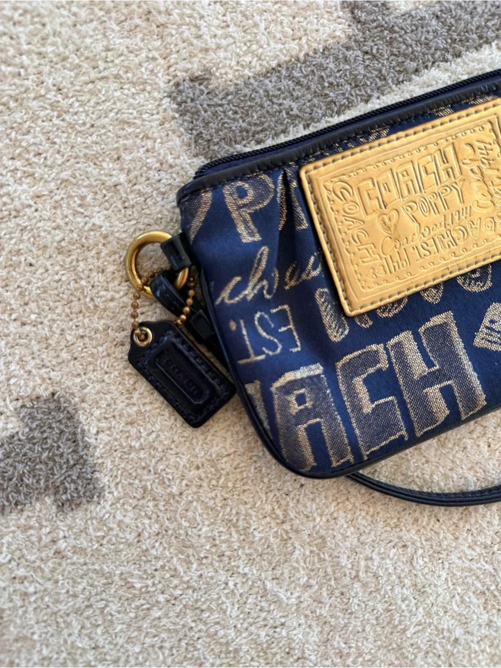 Navy Graffiti Wristlet poppy coach vintage y2k